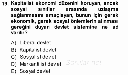 Sosyal Hizmete Giriş 2014 - 2015 Tek Ders Sınavı 19.Soru