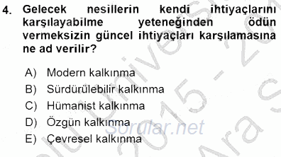 Turistik Alanlarda Mekan Tasarımı 2015 - 2016 Ara Sınavı 4.Soru