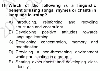 Çocuklara Yabancı Dil Öğretimi 2 2013 - 2014 Dönem Sonu Sınavı 11.Soru
