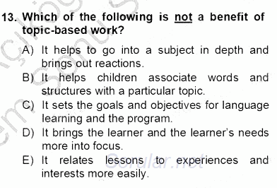 Çocuklara Yabancı Dil Öğretimi 2 2013 - 2014 Dönem Sonu Sınavı 13.Soru
