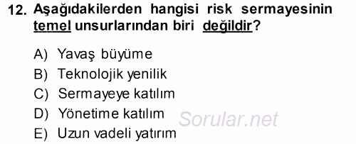 Girişimcilik 2013 - 2014 Dönem Sonu Sınavı 12.Soru