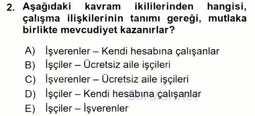 Çalışma İlişkileri Tarihi 2017 - 2018 Dönem Sonu Sınavı 2.Soru