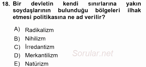 Türkiye Cumhuriyeti İktisat Tarihi 2017 - 2018 Ara Sınavı 18.Soru