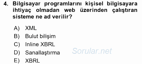 Muhasebe Yazılımları 2017 - 2018 Dönem Sonu Sınavı 4.Soru