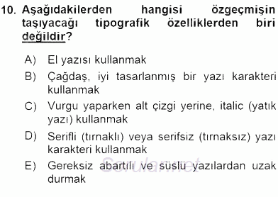 Fotoğraf ve Video Proje Geliştirme 2015 - 2016 Ara Sınavı 10.Soru