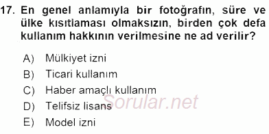 Fotoğraf ve Video Proje Geliştirme 2015 - 2016 Ara Sınavı 17.Soru
