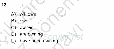 Bağlamsal Dilbilgisi 3 2015 - 2016 Dönem Sonu Sınavı 12.Soru