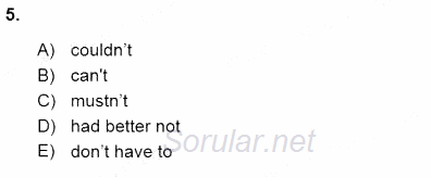 Bağlamsal Dilbilgisi 3 2015 - 2016 Dönem Sonu Sınavı 5.Soru