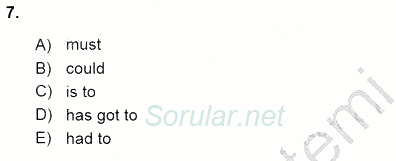 Bağlamsal Dilbilgisi 3 2015 - 2016 Dönem Sonu Sınavı 7.Soru