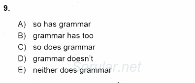 Bağlamsal Dilbilgisi 3 2015 - 2016 Dönem Sonu Sınavı 9.Soru