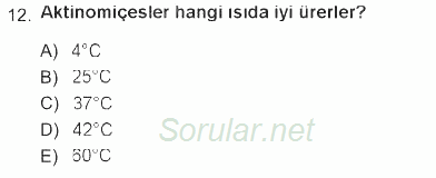 Veteriner Mikrobiyoloji ve Epidemiyoloji 2012 - 2013 Tek Ders Sınavı 12.Soru