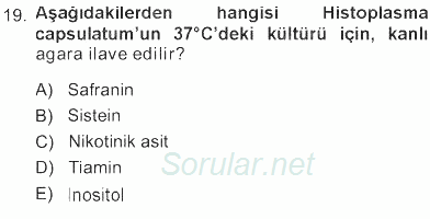 Veteriner Mikrobiyoloji ve Epidemiyoloji 2012 - 2013 Tek Ders Sınavı 19.Soru