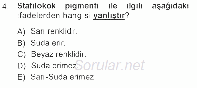 Veteriner Mikrobiyoloji ve Epidemiyoloji 2012 - 2013 Tek Ders Sınavı 4.Soru