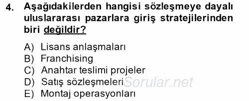 Küresel Pazarlama 2012 - 2013 Ara Sınavı 4.Soru