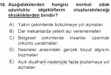 Optik Bakış 2015 - 2016 Ara Sınavı 16.Soru