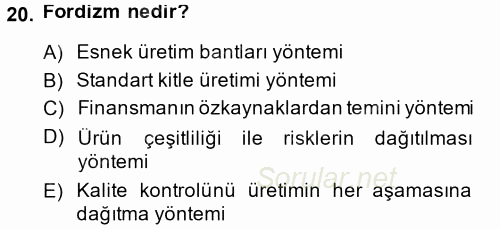 Uluslararası Ekonomi Politik 2014 - 2015 Dönem Sonu Sınavı 20.Soru