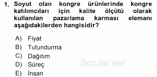 Kongre ve Etkinlik Yönetimi 2015 - 2016 Tek Ders Sınavı 1.Soru