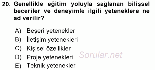 Kongre ve Etkinlik Yönetimi 2015 - 2016 Tek Ders Sınavı 20.Soru