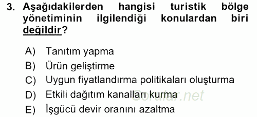 Kongre ve Etkinlik Yönetimi 2015 - 2016 Tek Ders Sınavı 3.Soru