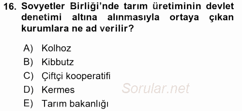 Karşılaştırmalı Siyasal Sistemler 2017 - 2018 3 Ders Sınavı 16.Soru