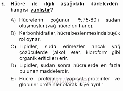 Temel Veteriner Fizyoloji 2014 - 2015 Dönem Sonu Sınavı 1.Soru