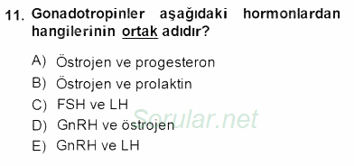Temel Veteriner Fizyoloji 2014 - 2015 Dönem Sonu Sınavı 11.Soru