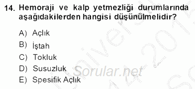 Temel Veteriner Fizyoloji 2014 - 2015 Dönem Sonu Sınavı 14.Soru