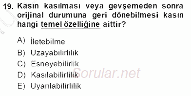 Temel Veteriner Fizyoloji 2014 - 2015 Dönem Sonu Sınavı 19.Soru