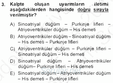 Temel Veteriner Fizyoloji 2014 - 2015 Dönem Sonu Sınavı 3.Soru