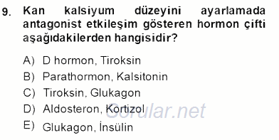 Temel Veteriner Fizyoloji 2014 - 2015 Dönem Sonu Sınavı 9.Soru