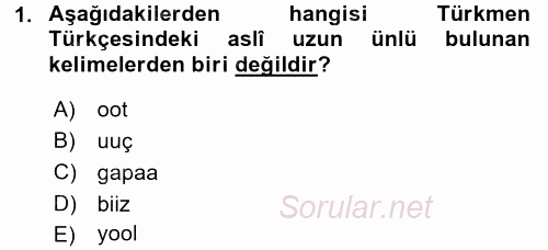 Çağdaş Türk Yazı Dilleri 1 2015 - 2016 Tek Ders Sınavı 1.Soru