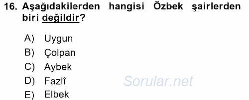 Çağdaş Türk Yazı Dilleri 1 2015 - 2016 Tek Ders Sınavı 16.Soru