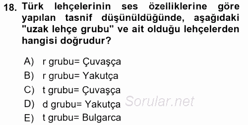 Çağdaş Türk Yazı Dilleri 1 2015 - 2016 Tek Ders Sınavı 18.Soru