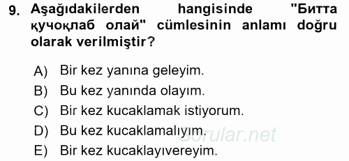 Çağdaş Türk Yazı Dilleri 1 2015 - 2016 Tek Ders Sınavı 9.Soru