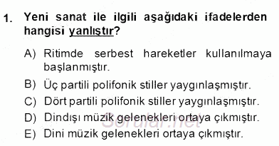 Okulöncesinde Müzik Eğitimi 2 2013 - 2014 Dönem Sonu Sınavı 1.Soru