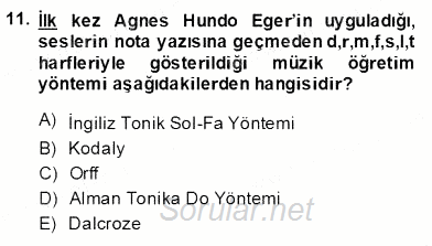 Okulöncesinde Müzik Eğitimi 2 2013 - 2014 Dönem Sonu Sınavı 11.Soru