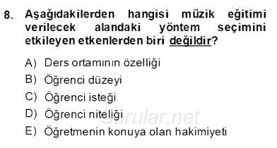 Okulöncesinde Müzik Eğitimi 2 2013 - 2014 Dönem Sonu Sınavı 8.Soru