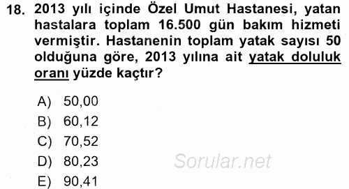 Tıbbi İstatistik 2015 - 2016 Ara Sınavı 18.Soru