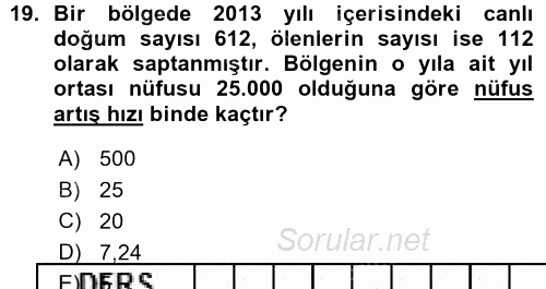 Tıbbi İstatistik 2015 - 2016 Ara Sınavı 19.Soru