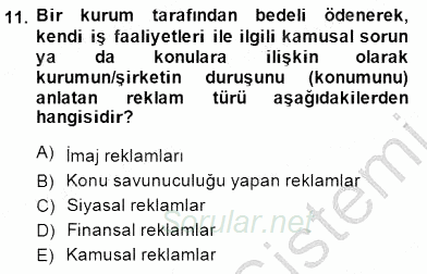 Kurumsal İletişim 2014 - 2015 Dönem Sonu Sınavı 11.Soru