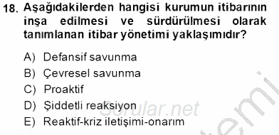 Kurumsal İletişim 2014 - 2015 Dönem Sonu Sınavı 18.Soru