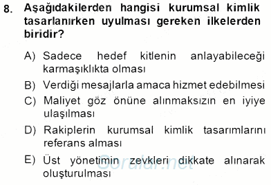 Kurumsal İletişim 2014 - 2015 Dönem Sonu Sınavı 8.Soru