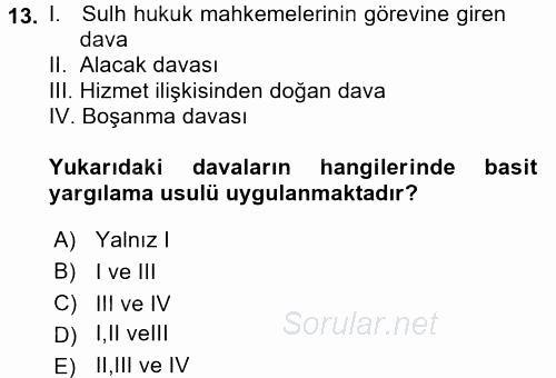 Hukuk Dili Ve Adli Yazışmalar 2017 - 2018 Ara Sınavı 13.Soru