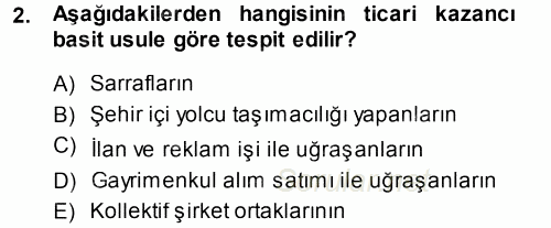 Özel Vergi Hukuku 1 2013 - 2014 Dönem Sonu Sınavı 2.Soru