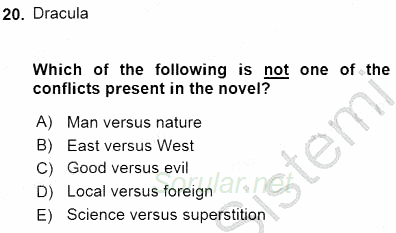İngiliz/Amerikan Edebiyatı 1 2015 - 2016 Dönem Sonu Sınavı 20.Soru