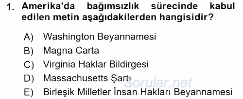 İnsan Hakları Ve Kamu Özgürlükleri 2015 - 2016 Dönem Sonu Sınavı 1.Soru