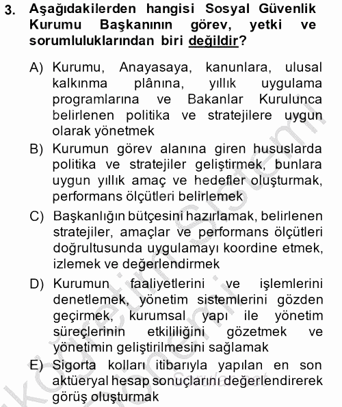 Sosyal Güvenlik Hukuku 2013 - 2014 Ara Sınavı 3.Soru