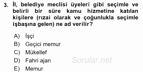 Memur Hukuku 2017 - 2018 Ara Sınavı 3.Soru