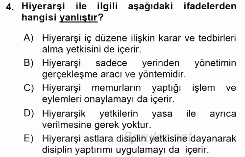 Memur Hukuku 2017 - 2018 Ara Sınavı 4.Soru