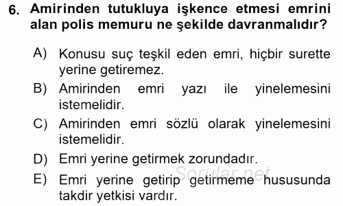 Memur Hukuku 2017 - 2018 Ara Sınavı 6.Soru